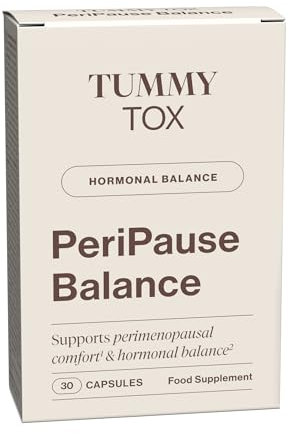 Menopause traitement avec Safran, Mélisse, Biotine, Chrome, Folate, et Vitamines pour Femmes, Tummy Tox, PeriPause Balance, 30 gélules