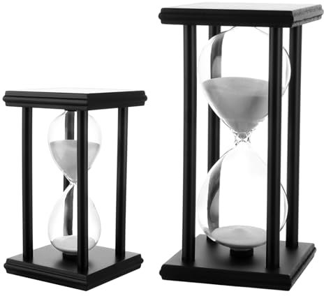 MIVIDE 2pcs Sabliers 30 Minutes 60 Minutes, Sabliers Décoratifs Sabliers Noir, Sabliers Minuterie pour Enfant, Jeux, Cuisine, Exercice, Etude