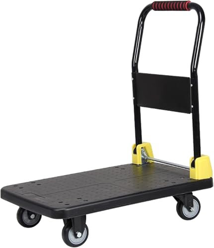 MYVVKIA Carro de Plataforma Plana Carro de Empuje Plegable para Plataforma de Carga y Almacenamiento Carro de camión con Ruedas giratorias de 360 Grados Carro de Plataforma Plana
