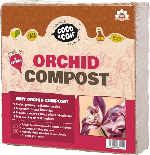 Coco & Coir Orchid Potting Mix | Peat-free Orchid Compost/Orchid Bark Replacement with Orchid Feed | Repotting All Orchid Plants (18L)
