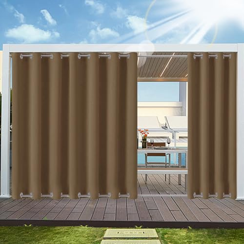Rideau d'extérieur résistant aux intempéries avec œillets en haut et en bas (sur mesure), imperméable, résistant aux intempéries, protection solaire, brise-vue, pour extérieur, terrasse, balcon