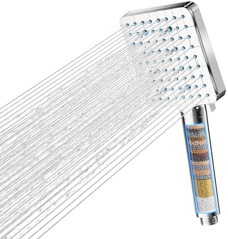 Cobbe Pommeau de douche avec filtre douchette haute pression avec filtration 20 couches 6 jets élimine le chlore et les métaux lourds noir
