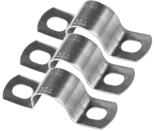 20 Pcs Pipe Strap Clamps, Ø 3/4 Inch 2 Hole Conduit Clips, Heavy Duty Metal U Brackets, Stainless Steel Pipe Clips, Saddle Hose Clamps for Gas Water Pipes Mounting Brackets(20mm)