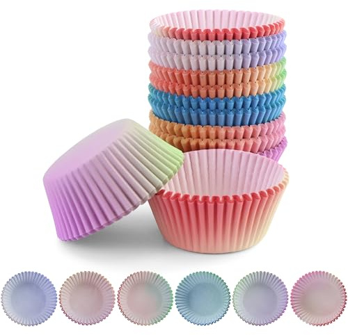 300 Piezas Moldes para magdalenas estándar,Molde de Muffins de Papel,diseño degradado,para Cumpleaños Celebracion, Bodas, Fiestas(tamaño estándar)