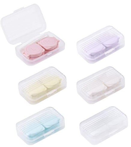 LELE LIFE 12 Pack Flip Top Contact Lens Case, Eye Contact Cases Holder Bulk with Storage Box & Applicator Tool Tweezers for Daily Travel