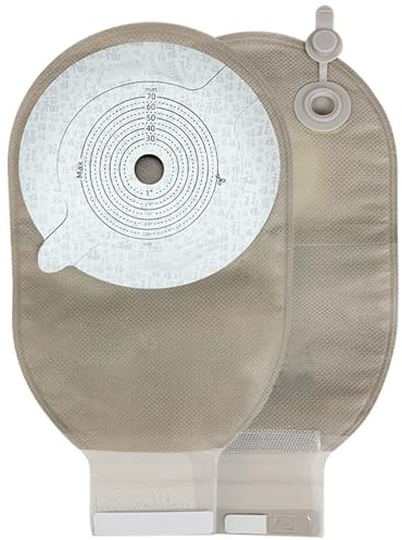 10 Sacs de Colostomie, Fournitures de Colostomie Monobloc, Poches de Stomie Drainables avec Fermeture pour Soins D'iléostomie, Découpe Sur Mesure de 25 à 70 MM