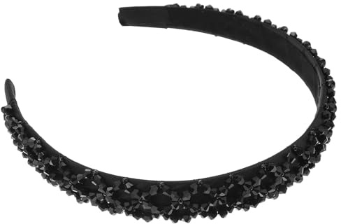 FIXOSHEE Bandeau à Strass Noir Confortable en Cristal, Accessoire Cheveux Femme Chic et Simple, Serrage-tête Élégant pour Fêtes et Occasions Spéciales
