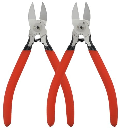XxinXrong Confezione da 2 tronchesi da 15,2 cm, pinze da taglio laterali caricate a molla, con taglierina a filo e impugnatura rossa, per artigianato, fai da te, elettronica