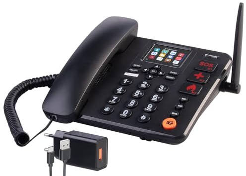 simvalley Communications Seniorentelefon: 4G-Tischtelefon, Notruf, SMS, Vertrags-/SIM-Lock-frei, Dual-SIM, Akku (Telefone, schnurloses Telefon, Retro)