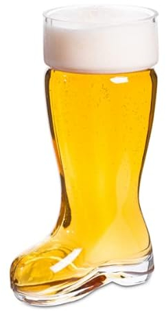 bar@drinkstuff Glass Beer Boot 2 Pint - Case of 12-24.5cm Glass Boot Holds 1.3 litres to The Brim