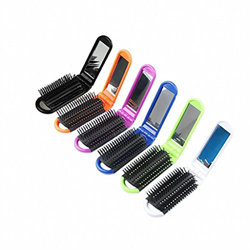 Louise Maelys 6pcs Colorful Folding Pocket Hair Brush Portable Comb for Travel Christmas Gift Idea