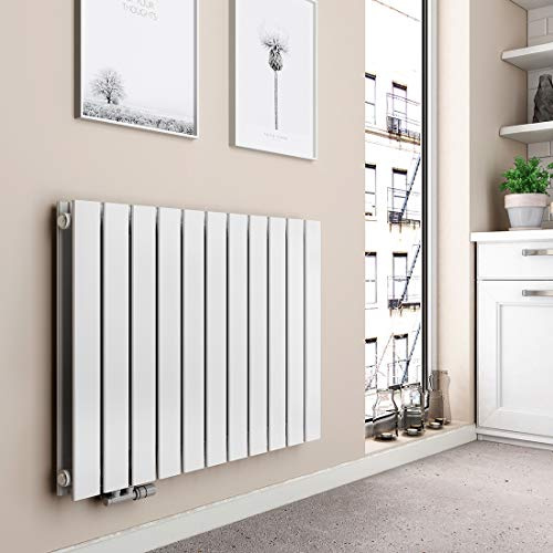 EMKE Radiador, horizontal, 630 x 850 mm, radiador plano, diseño de doble capa, radiador, panel plano calefactor, conexión lateral, calefacción, blanco, 1136 W