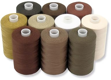 BlesSew Sewing Thread in Brown Colour Tones - 10 Spools of Polyester Thread for Sewing Machine for Beginners, Hand Stitching & Quilting - 1000 yds Per Spool