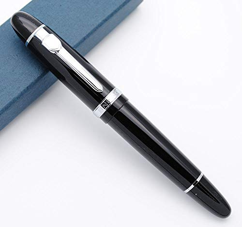 JINHAO 159 Füllfederhalter (Schwarz mit silbernem Clip, M Feder)