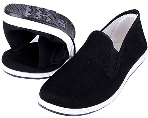 Anywell Kung Fu Tai Chi Kampfsportschuhe Gummisohle Unisex Leinwand Anti-Rutsch-Mode Qigong Turnschuhe Schwarz EU 40 (250cm)