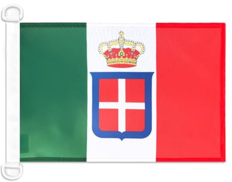 AZ FLAG - Drapeau Royaume d’Italie couronne - 45x30 cm - Pavillon Nautique Italien Marine Militaire Spécial Bateau Et Extérieur En Maille Bloquée Avec Anneaux Plastiques Intégrés - 30g