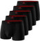GLESTORE Boxershorts Herren Unterhosen Männer 5er Pack Modal Unterwäsche Hipster Sport Underpants 5 Schwarz mit Rot XL