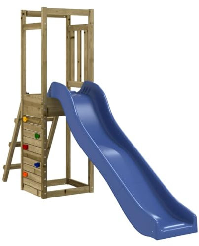 vidaXL Parque Infantil de Exterior Madera de Pino impregnada, Juego de Columpios de jardín, casa de Juegos con tobogán, Parque Infantil de Madera