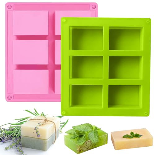 Seifenformen Silikon, 2 Stück Rechteckige Seifenform, 6-Cavity Rechtecken Zum Gießen Hand Made, DIY Hausgemachte Backform für Seifenherstellung