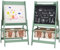 AIYAPLAY Lavagna per Bambini 3 in 1 con 2 Contenitori, Cavalletto Artistico in Legno per Bambini 3-8 anni, 54x46.5x93cm, Verde