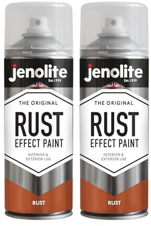 JENOLITE Pintura en Spray Efecto Óxido | ACABADO ÓXIDO | 2x400ml | Pintura Texturizada con Apariencia de Metal Oxidado | Multi-Superficie | Ideal para Manualidades | Interior y Exterior