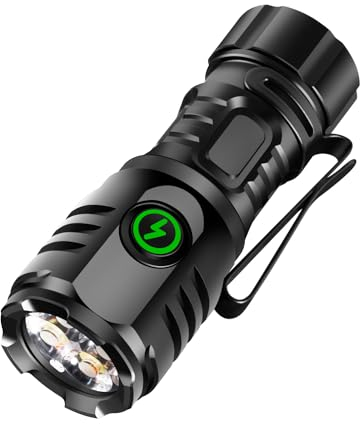 LEKIA Torcia LED 5000 Lumens Torcia Magnetica EDC Ricaricabile di Tipo C, 8 Modalità Torce Potente Professionale con Clip, Mini Torce Elettrica per EDC, Riparazione, Campeggio, Pesca, Emergenza