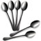 tiokin Lot de 6 petites cuillères à café en acier inoxydable de 12 cm pour café, dessert, thé, apéritif, passe au lave-vaisselle (noir)