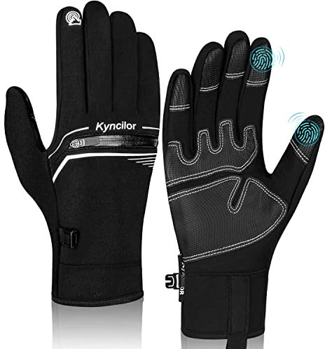IRYNA Winter Thermo Handschuhe Herren Damen,Fahrradhandschuhe Winddichte Wasserdicht Elastisch rutschfest Touchscreen Handschuhe Radsporthandschue Sporthandschuhe Laufhandschuhe (Schwarz, M)