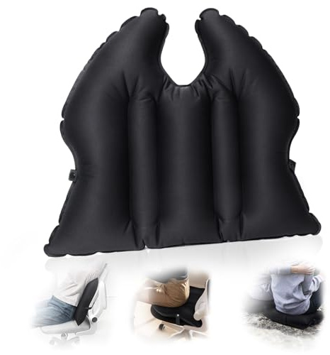 Inflatable Seat Cushion, Lumbar Support Pillow for Office Chair, Portable Outdoor Camping air Cushion,Car Lumbar Support, Lightweight, Waterproof, Essential for Home, Office and Travel, Black