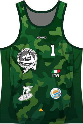 Ataviko Canotta Camouflage, Beach Volley Mare, Gym Palestra, Passeggio, Sport Estivi (IT, Testo, XL, Regular, Regular, Standard, Verde)