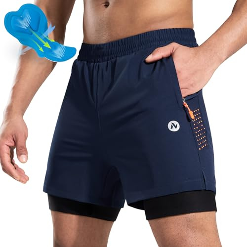 Nepest Pantalones cortos de ciclismo de montaña para hombre, acolchados 4D, para ciclismo, ciclismo, ciclismo, equitación, ajuste holgado, acolchado de gel, pantalones cortos de MTB con bolsillos con