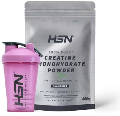 HSN Creatina Monohidrato en Polvo Sin Sabor + SHAKER ACERO INOXIDABLE | 300g | Creatina Micronizada (200mesh) Sin Añadidos y Libre de Contaminantes | No Incluye Dosificador | No-GMO Vegano Sin Gluten