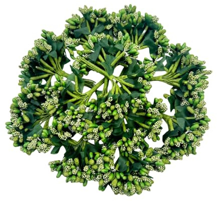 144 pezzi di stelo di fiore artificiale mini con pistillo e gambo morbido, bacche minuscole da 20 mm per creare accessori per capelli da sposa fai-da-te, decorazioni per torte, braccialetto da polso