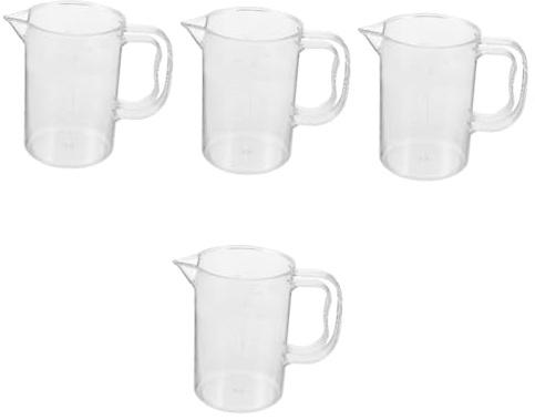 Cabilock 4 Piezas Taza Medidora de Plástico con para Cocinas Reutilizable y Resistente para Leche y Ingredientes Repostería Diseño Estable Vertedor