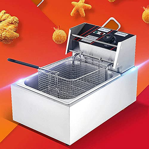 HPTHLY Freidora Eléctrica Individual De 2500 W, 5,5 L, con Temporizador, Control De Temperatura, Placa Filtrante Y Cesta Desmontable, Ideal para Restaurantes, Cocinas