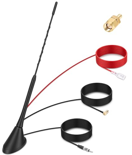 Yosoo Health Gear DAB DAB+ Antenna Auto, Digitale Antenna per Autoradio con 5m Cavo Coassiale, Connettori SMB/SMA e Presa DIN, Amplificatore Divisore Segnale Autoradio