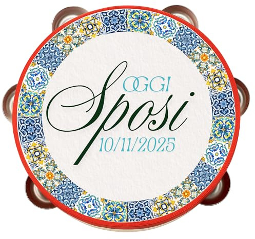 Tamburello Personalizzato da18 CM - MAIOLICHE - Idea Regalo per Matrimoni, Eventi e Occasioni Speciali - personalizzabile (1)
