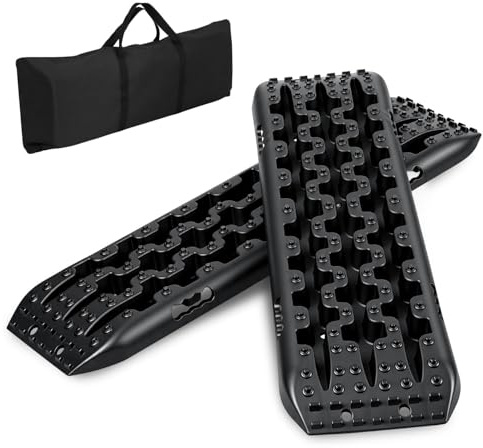 Ollewiellan 2 Stücke Sandbleche,106*31cm Anfahrhilfe Wohnmobil,10T Tragkraft Sandboard,Hochfestes Nylon Recovery Board mit Aufbewahrungstasche PKW LKW Anfahrhilfe für Außeneinsatz bei Schnee,Schlamm