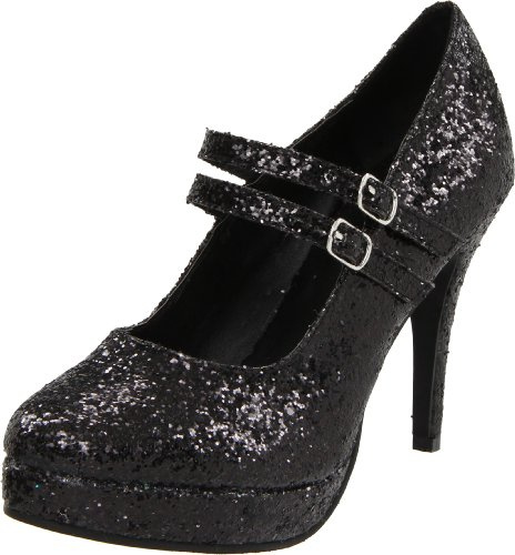 Ellie Shoes Zapatos de tacón Maryjane 421-Jane-G para Mujer, Negro con Brillo, 43 EU