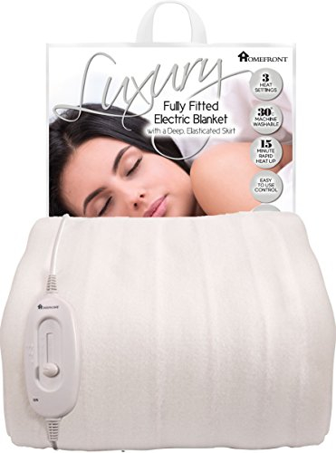 Homefront Electric Blanket Single Bed Size 200 x 107 x 40cm, Fitted Heated Mattress Cover Underblanket, Elasticated Skirt, Fast Heat Up, Machine Washable, Safe for All Night Use