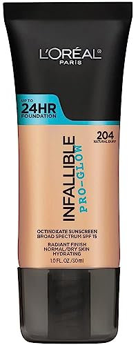 L'Oréal Paris Infallible Pro Glow Longwear Foundation, 204 Natural Buff, 30 ml (Amazon Exclusive)