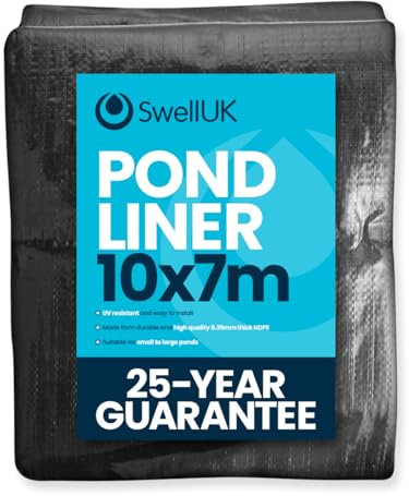 Swell UK 10m x 7m Pond Liner | 25 Year Guarantee | HDPE | UV Resistant | Garden Fish Ponds