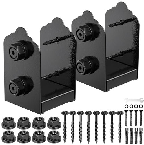 FMhotu Base de poste de 4 x 4, 2 soportes de anclaje ajustables de acero inoxidable (interno 3.5 x 3.5 pulgadas), base de poste ajustable para pabellón, cubierta, porche, pasamanos, soporte de