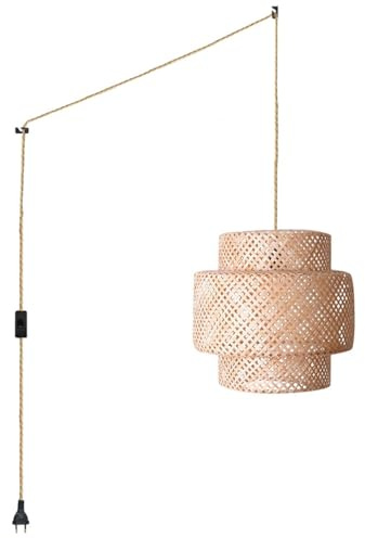 B·LED BARCELONA LED - Lámpara colgante de mimbre Onna con interruptor y enchufe