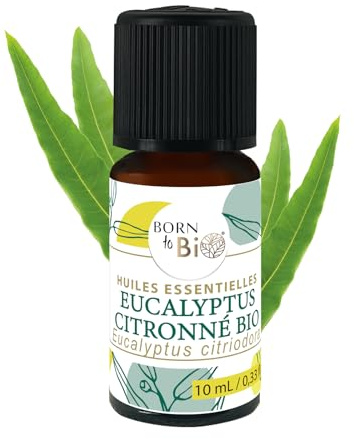 BORN TO BIO Huile Essentielle Eucalyptus Citronné Bio - 100% Pure et Naturelle - Propriétés Anti-Inflammatoires et Apaisantes - Certifié AB - 10ml