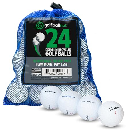 GolfBall Nut Used and Recycled for Titleist Mix Near Mint 4A Quality White 24 Golf Balls Mesh Bag Included