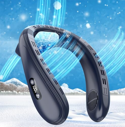 Neck Air Conditioner with Large Cooling Plate, Portable Neck Fan 6000mAh Personal Cooling Travel Fan with Back Air Outlet & LCD Display, Rechargeable 3D Neck Cooler, 3 Speeds/Refrigeration for Outdoor