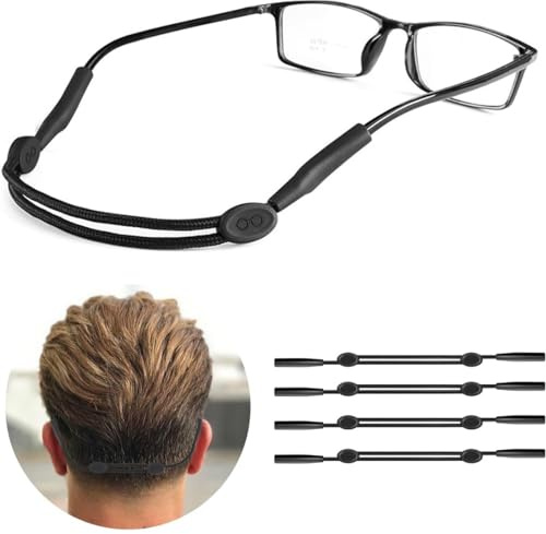 KOQAIIZ 4 PCS Fasce per Occhiali Regolabili Sportive, Sport Sunglass Titolare Strap, Universale in Forma Laccio di Corda di Fissaggio, Cinturino per Occhiali in Silicone Uomo Donna Bambini