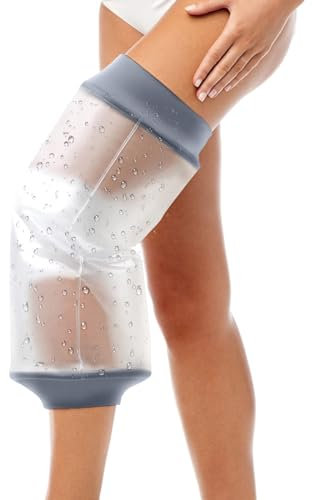 COMFYTHERA Waterproof Knee Cast Cover for Shower Knee Wound Protector Bath Adult Watertight Cast Bag Showering for Knee Replacement Surgery Reusable