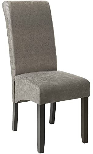 tectake® Esszimmerstuhl, Kunstleder Stuhl bequem mit hoher Rückenlehne, Küchenstuhl, Esszimmerstühle für Küchentisch, edle Dining Lounge, Wohnzimmer Essecke, Küchen Polsterstuhl - grau marmoriert